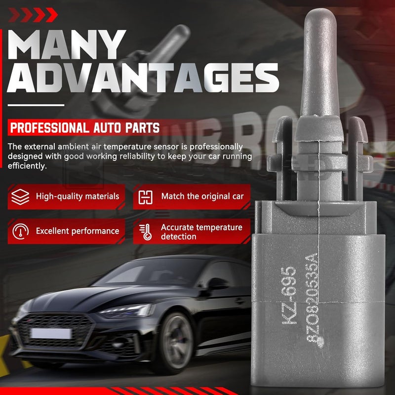 BINB ROAD Outside Ambient Air Temperature Sensor with Plug 8Z0820535A + 1J0973702 Compatible with Audi A5 A8 R8 RS5 | VW Atlas Golf Jetta Tiguan - Image 3